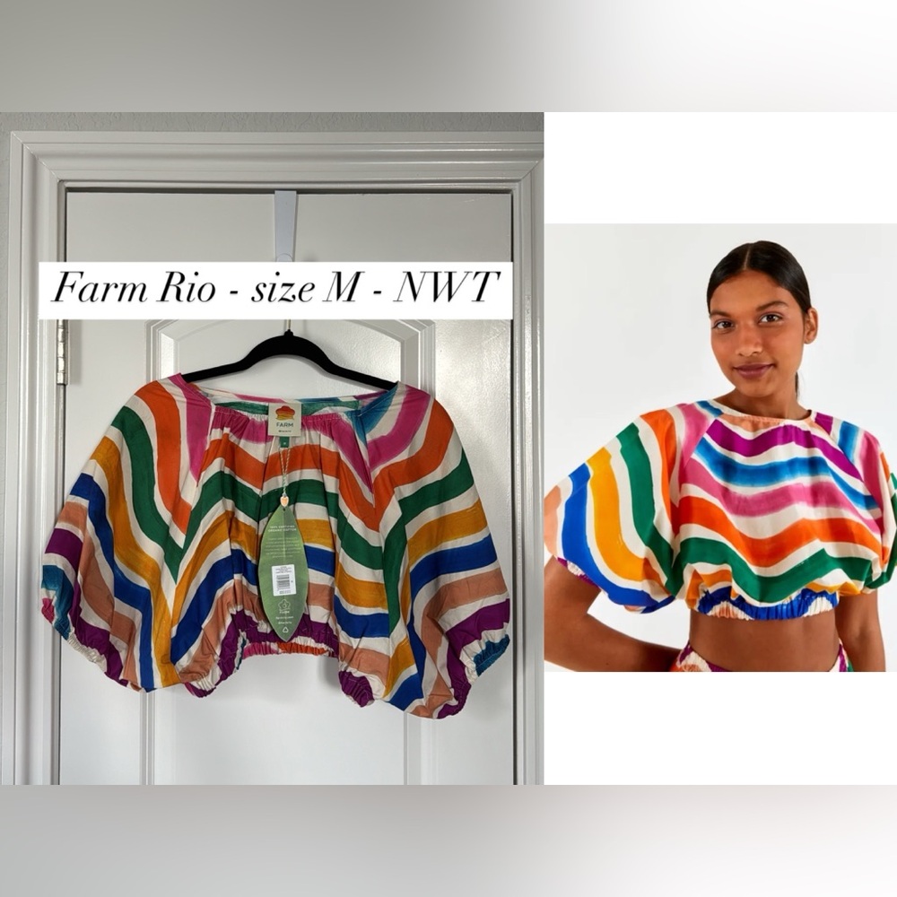 ❌SOLD❌ Farm Rio “dancing stripes” crop top - NWT - size M